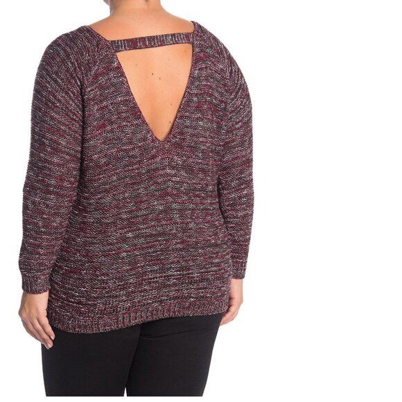 SUSINA Marled Burgundy Knit Sweater - Picture 1 of 8